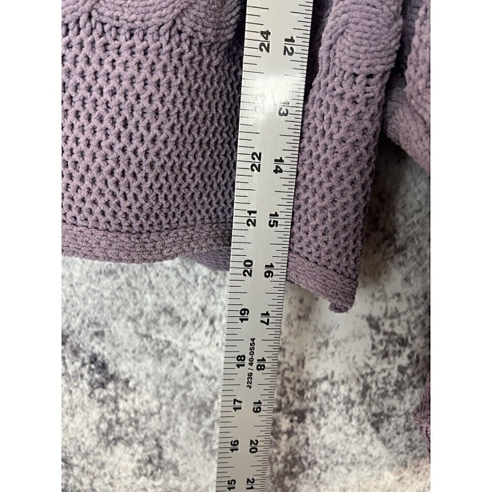 Derek Heart Purple Crochet Knit Cropped Sweater women's Juniors Small - Picture 9 of 11
